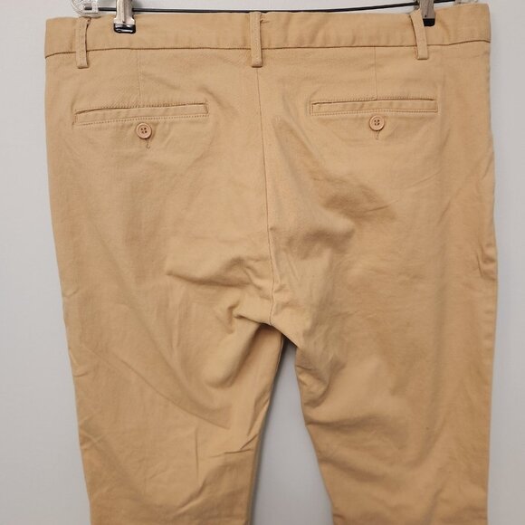 Combatant Gentlemen Pants‎ Flat Front Straight Chinos 36X32 Tan Slim Fit - Picture 3 of 8